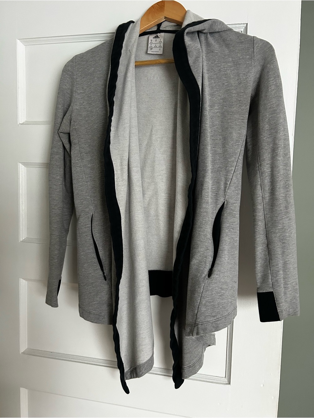 Adidas Gray Hooded Open-Front Women's Sweater Cardigan